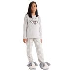 DeFacto Kız Çocuk Looney Tunes Pelüş Pijama, 7/8 Yaş (128cm), D1069A825WN, Gri, Kız Çocuklar