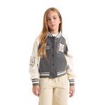 DeFacto Kız Çocuk Nakışlı Kolej Yaka Çıtçıt Kapamalı Kalın Kumaş İçi Yumuşak Tüylü Bomber Hırka Antrasit 5/6 Yaş