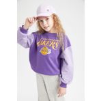 DeFacto Kız Çocuk Nba Los Angeles Lakers Bisiklet Yaka Içi Yumuşak Tüylü Sweatshirt