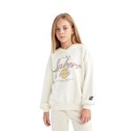 DeFacto Kız Çocuk NBA Los Angeles Lakers Oversize Fit Bisiklet Yaka Sweatshirt Ekru 7/8 Yaş