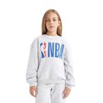 DeFacto Kız Çocuk NBA Wordmark Oversize Fit Bisiklet Yaka Sweatshirt Gri 5/6 Yaş