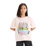 DeFacto Kız Çocuk Oversize Bisiklet Yaka Baskılı Kısa Kollu Tişört, 8-9 Yaş, D8539A825SM, Pembe-PN447, Kız Çocuklar