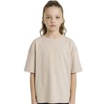DeFacto Kız Çocuk Oversize Bisiklet Yaka Kısa Kollu Tişört, 11-12 Yaş, G0882A826SM, Bej-BG187, Kız Çocuklar