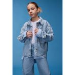 DEFACTO Kız Çocuk Oversize Ceket, Lt.blue, 9+10