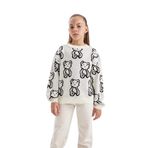DeFacto Kız Çocuk Oversize Fit Bisiklet Yaka Kazak Ekru 5/6 Yaş