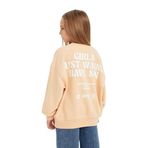 DeFacto Kız Çocuk Oversize Fit Geniş Kalıp Bisiklet Yaka Sırt Baskılı Sweatshirt Turuncu 8/9 Yaş