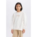 DeFacto Kız Çocuk Oversize Geniş Kalıp Bisiklet Yaka Baskılı Sweatshirt D9784A825SP