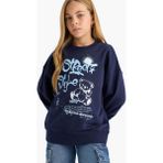DeFacto Kız Çocuk Oversize Geniş Kalıp Bisiklet Yaka Baskılı Sweatshirt E6755A825AU - 7 - 8 Yaş - Lacivert-NV241