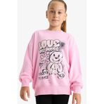 DeFacto Kız Çocuk Oversize Geniş Kalıp Bisiklet Yaka Baskılı Sweatshirt E6755A825AU