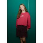 DeFacto Kız Çocuk Oversize Geniş Kalıp Bisiklet Yaka Baskılı Sweatshirt G2460A825WN - Kırmızı-RD351 - 5 - 6 Yaş