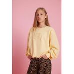 DeFacto Kız Çocuk Oversize Geniş Kalıp Bisiklet Yaka Baskılı Sweatshirt G2460A825WN - Sarı-YL252 - 5 - 6 Yaş