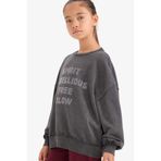 DeFacto Kız Çocuk Oversize Geniş Kalıp Bisiklet Yaka Baskılı Sweatshirt G2462A825WN