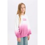 DeFacto Kız Çocuk Oversize Geniş Kalıp Bisiklet Yaka Degrade Baskılı Sweatshirt D2887A824WN - Pembe-PN678 - 8 - 9 Yaş