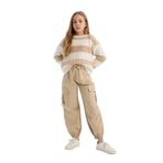 DeFacto Kız Çocuk Paraşüt Kargo Jogger Paça Pamuklu Pantolon Bej, 8-9 Yaş, TYC91E2D2B6187AC08, Bej-BG739, Kız çocuk