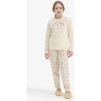 DeFacto Kız Çocuk Pijama Takımı Baskılı Uzun Kollu Üst Desenli Uzun Alt F6231A825WN - Dropsuz - Ekru - 11 - 12 Yaş