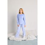 DeFacto Kız Çocuk Pijama Takımı Polar Uzun Kollu Üst Uzun ALT D1068A825WN - Mavi-BE250 - 8 - 9 Yaş