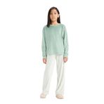DeFacto Kız Çocuk Polar Pijama Takımı, 5/6 Yaş (116cm), D1068A825WN, Yeşil, Kız Çocuklar