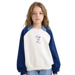 DeFacto Kız Çocuk Polo Yaka Baskılı Sweatshirt, 7-8 Yaş, E801GY117753, Lacivert, kız-çocuk