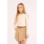 DEFACTO Kız Çocuk Polo Yaka, Uzun Kollu Sweatshirt, Ekru, 8-9 Yaş