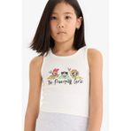 DeFacto Kız Çocuk PowerPuff Girls Bisiklet Yaka Atlet E6520A825HSER99 Ekru