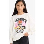 DeFacto Kız Çocuk PowerPuff Girls Oversize Geniş Kalıp Bisiklet Yaka Sweatshirt F1096A825AU - Ekru-ER105 - Dropsuz - 9 - 10 Yaş