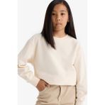 DeFacto Kız Çocuk Relax Fit Bisiklet Yaka Basic Düz Okul Sweatshirt A2797A825AU - 11 - 12 Yaş - Ekru-ER134