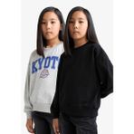 DeFacto Kız Çocuk Relax Fit Bisiklet Yaka Baskılı 2'li Sweatshirt E6473A825AU - 5 - 6 Yaş - Siyah-BK81
