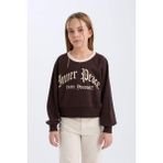 DeFacto Kız Çocuk Relax Fit Bisiklet Yaka Baskılı İçi Yumuşak Tüylü Sweatshirt D7042A824WN - Kahve-BN116 - 7 - 8 Yaş