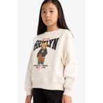 DeFacto Kız Çocuk Relax Fit Bisiklet Yaka Baskılı İçi Yumuşak Tüylü Sweatshirt E6780A825WN