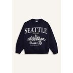 DeFacto Kız Çocuk Relax Fit Bisiklet Yaka Baskılı Sweatshirt D4384A824WN