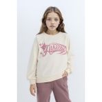 DeFacto Kız Çocuk Relax Fit Bisiklet Yaka Baskılı Sweatshirt D6988A824WN - Ekru-ER99 - 9 - 10 Yaş