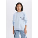 DeFacto Kız Çocuk Relax Fit Bisiklet Yaka Baskılı Sweatshirt D8546A825SP