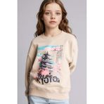 DeFacto Kız Çocuk Relax Fit Bisiklet Yaka Baskılı Sweatshirt E6843A825WN - Bej-BG187 - 11 - 12 Yaş