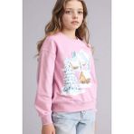 DeFacto Kız Çocuk Relax Fit Bisiklet Yaka Baskılı Sweatshirt E6843A825WN - Pembe-PN454 - 13 - 14 Yaş