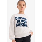 DeFacto Kız Çocuk Relax Fit Bisiklet Yaka Baskılı Sweatshirt G3801A825WN
