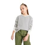 DeFacto Kız Çocuk Relax Fit Bisiklet Yaka Çizgili Sweatshirt Antrasit 9/10 Yaş