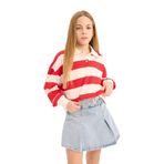 DeFacto Kız Çocuk Relax Fit Polo Yaka Baskılı Sweatshirt Kırmızı 11/12 Yaş