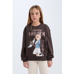 DeFacto Kız Çocuk Sakura Oversize Geniş Kalıp Bisiklet Yaka Sweatshirt D2829A824WN