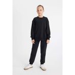 DeFacto Kız Çocuk Siyah Standart Fit Beli Paçası Lastikli Basic Düz Okul Jogger Eşofman Altı Y1226a624au