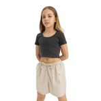 DeFacto Kız Çocuk Slim Fit Bisiklet Yaka Basic Fitilli Kaşkorse Kısa Kollu Tişört Antrasit, 11-12 Yaş, C4510A824SM, Antrasit-AR211, Kız çocuk