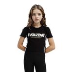 DeFacto Kız Çocuk Slim Fit Bisiklet Yaka Baskılı Fitilli Kaşkorse Kısa Kollu Tişört, 11-12 Yaş, E1036A825SM, Siyah-BK81, Kız çocuk