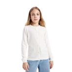 DEFACTO Kız Çocuk Slim Fit Bisiklet Yaka Sweatshirt, Uzun Kol, Ekru, 13-14 Yaş