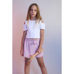 DeFacto Kız Çocuk Slim Fit Dar Kesim Bisiklet Yaka Basic Düz Ribana Kısa Kollu Tişört C9714A824HS - Beyaz-WT34 - 7 - 8 Yaş