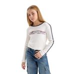 DeFacto Kız Çocuk Slim Fit Dar Kesim Bisiklet Yaka Baskılı Fitilli Kaşkorse Uzun Kollu Tişört Ekru 9/10 Yaş
