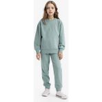 DeFacto Kız Çocuk Standart Fit Basic Düz Beli Lastikli Okul Jogger Eşofman Altı Y1226A625AU - Yeşil-GN1129 - 7 - 8 Yaş