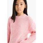 Defacto Kız Çocuk Standart Fit Bisiklet Yaka Triko Kazak C6909a825aupn637 Pembe