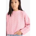DeFacto Kız Çocuk Standart Fit Bisiklet Yaka Triko Kazak E7880A825AU - Pembe-PN238 - 7 - 8 Yaş