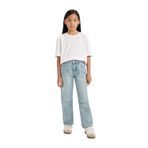 DeFacto Kız Çocuk Straight Fit Yırtık Detaylı Düz Paça Cepli Jean Pantolon Mavi 7/8 Yaş