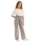 DeFacto Kız Çocuk Straight Wide Geniş Paça Jean Pantolon Gri, 8-9 Yaş, G4943A825AU, Gri-NM18, Kız çocuk
