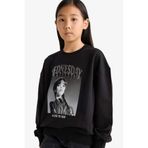 DeFacto Kız Çocuk Wednesday Oversize Geniş Kalıp Bisiklet Yaka Sweatshirt G0440A825AU